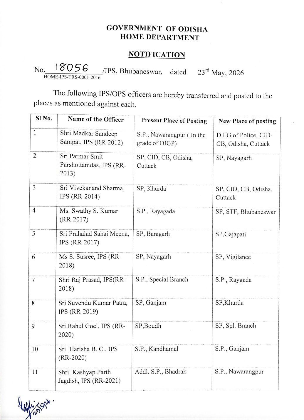 Odisha Govt Effects Major IPS Reshuffle, 18 Senior Officers Transferred